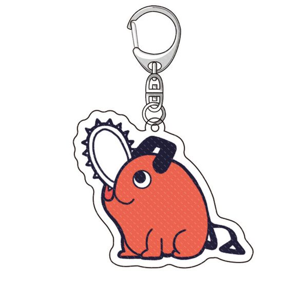 chainsaw man keychin acrylic anime cartoon figure pendant keyring fashion key holder jewelry gifts for frineds, Silver